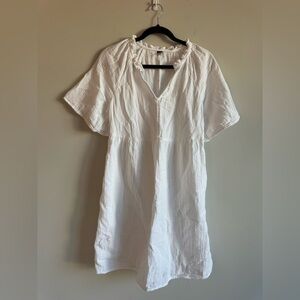 NWOT Old Navy White V Neck Short Sleeve Seersucker Cotton Spring Summer Dress